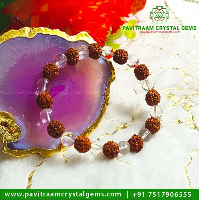 Rudraksha With Clear Quartz Bracelet