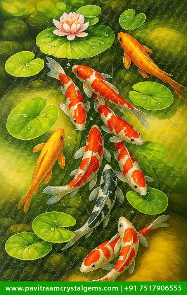 🐟 Koi Fish Painting – North Zone | Career, Wealth & Success Enhancer  | W-18 Inch X H-28 Inch