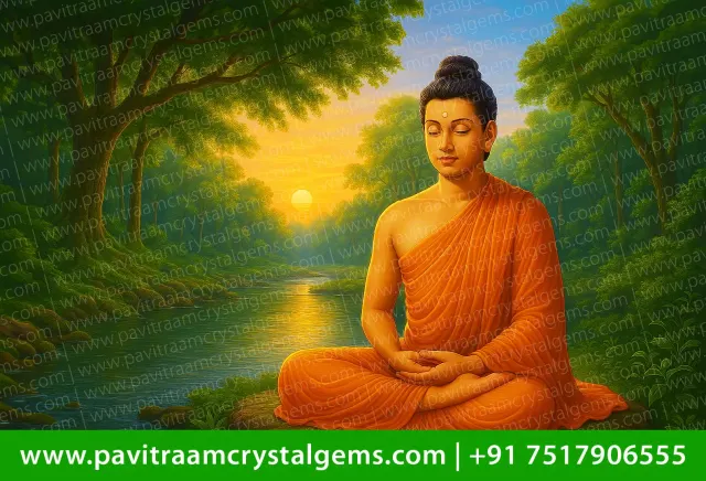 🧘 Buddha Meditation With Sunrise | North-East Zone | Spiritual Growth & Mental Clarity Enhancer | W-33 Inch X H-22 Inch